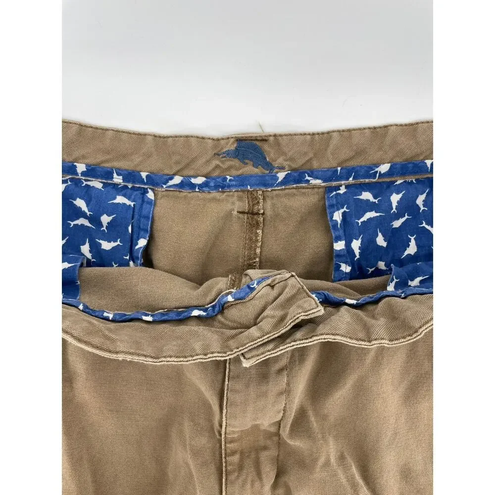 Tommy Bahama Cargo Shorts Men’s 40 Khaki Stretch Tencel Lyocell